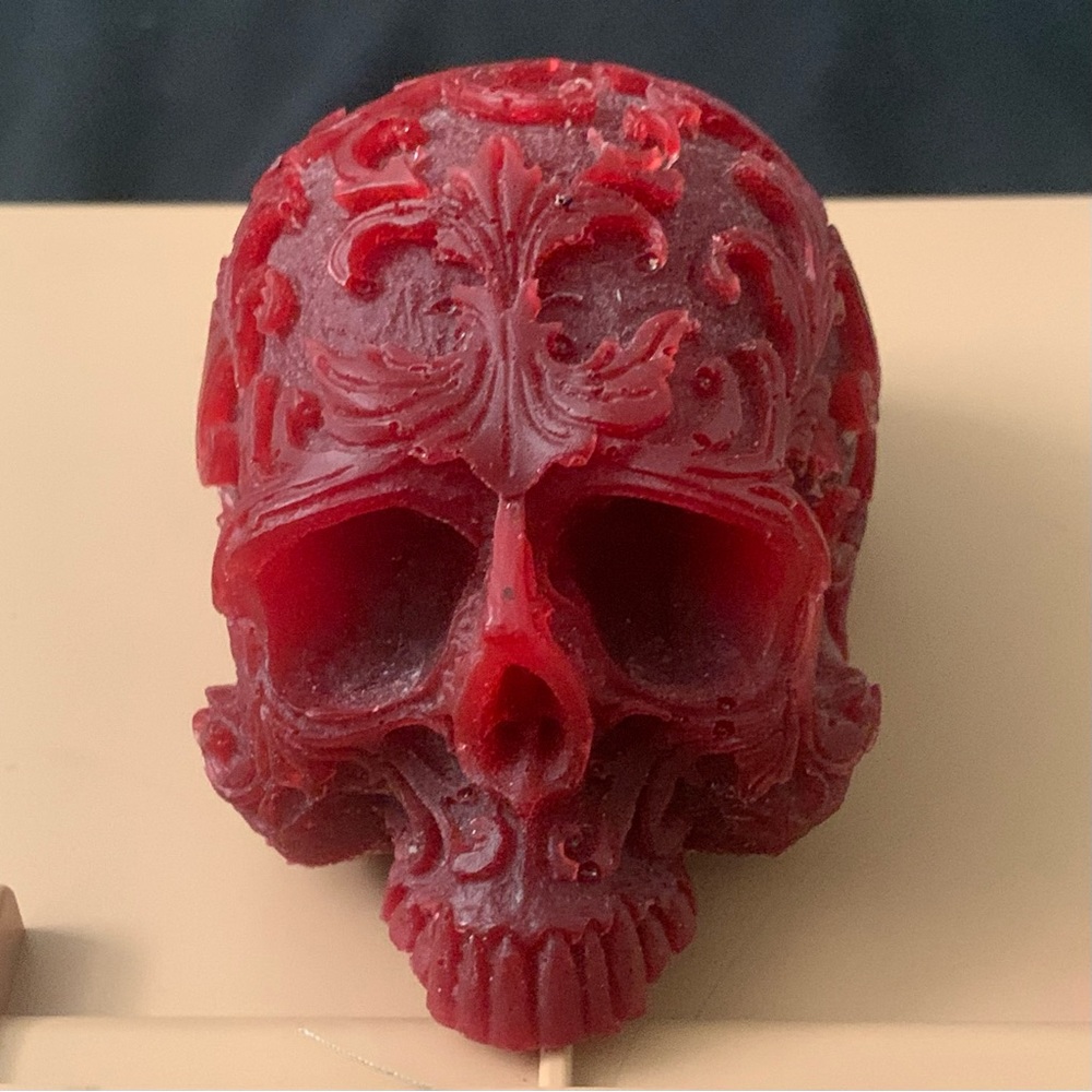 Sugar Skull Baroque Red Gothic Handmade Home Decor Halloween Resin Art